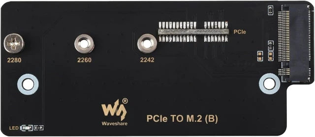 Main image of Waveshare PCIe to M.2 Adapter (B), Compatible with Raspberry Pi Compute Module 4, Supports NVMe Protocol M.2 Solid State Drive, High-Speed Reading/Writing