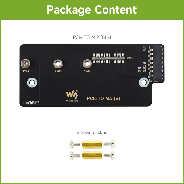 Alt view image 2 of 7 - Waveshare PCIe to M.2 Adapter (B), Compatible with Raspberry Pi Compute Module 4, Supports NVMe Protocol M.2 Solid State Drive, High-Speed Reading/Writing