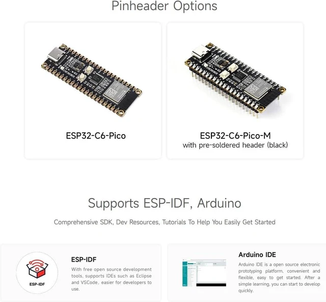 Alt view image 5 of 7 - Waveshare ESP32-C6 Microcontroller, WiFi 6 Development Board, 160MHz Single-Core Processor, ESP32-C6-MINI-1 Module