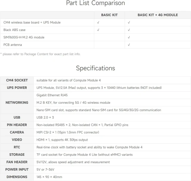 Alt view image 4 of 7 - Waveshare Industrial IoT 5G/4G Wireless Expansion Module Designed for Raspberry Pi Compute Module 4, with UPS, Onboard M.2 Slot, Without 4G Module