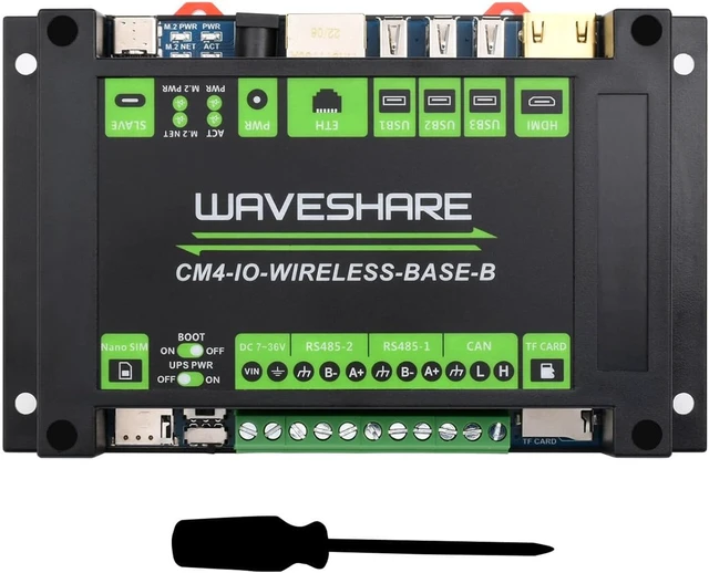Main image of Waveshare Industrial IoT 5G/4G Wireless Expansion Module Designed for Raspberry Pi Compute Module 4, with UPS, Onboard M.2 Slot, Without 4G Module