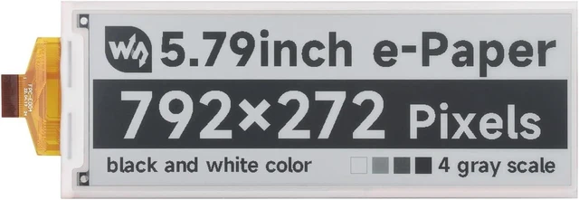Main image of Waveshare 5.79inch E-Paper Raw Display, Compatible with Raspberry Pi, E-Ink Display, 792x272, Black/White, SPI Communication, Without Driver Board