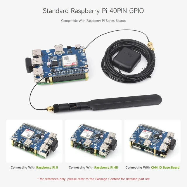 Alt view image 5 of 7 - Waveshare Cat-1/GNSS HAT for Raspberry Pi, Based On SIM7670G Module | Global Multi-band LTE 4G Cat-1 support, GNSS positioning, 3x USB 2.0 extended ports