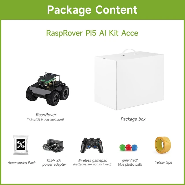 Alt view image 2 of 7 - Waveshare RaspRover Open-Source 4WD AI Robot,Compatible with Raspberry Pi 5, Dual Controllers, Computer Vision, PI5-4GB NOT Included