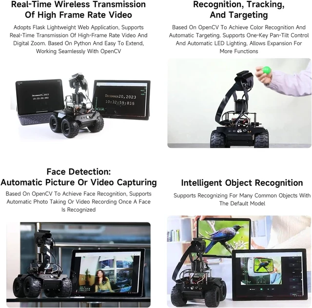Alt view image 6 of 7 - Waveshare RaspRover Open-Source 4WD AI Robot,Compatible with Raspberry Pi 5, Dual Controllers, Computer Vision, PI5-4GB Included