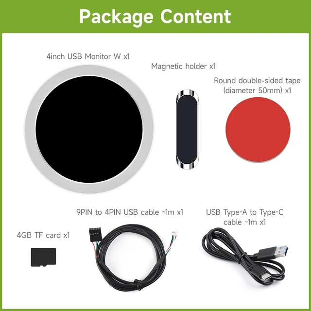 Alt view image 2 of 7 - waveshare 4inch USB Monitor, PC Case Secondary Screen/Desktop RGB Ambient Screen, IPS Panel, 720×720 Resolution, with Music Spectrum Analysis Function, Type-C Interface, CNC Metal Case, Silver