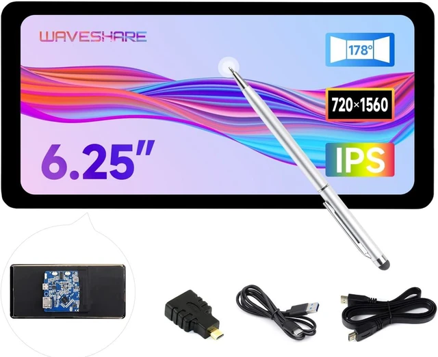 Main image of waveshare 6.25inch Capacitive Touch Display, Compatible with Windows 11/10/8.1/8 /7, Supports Raspberry Pi 5/4B/A+/B+/2B/3B/3B+/Zero W/Zero WH, HDMI Interface, IPS Panel, 5-Point Touch