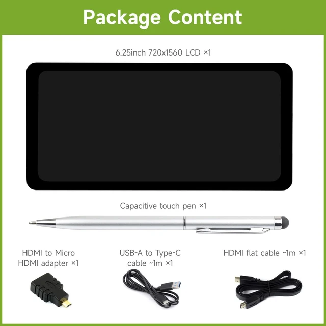 Alt view image 2 of 7 - waveshare 6.25inch Capacitive Touch Display, Compatible with Windows 11/10/8.1/8 /7, Supports Raspberry Pi 5/4B/A+/B+/2B/3B/3B+/Zero W/Zero WH, HDMI Interface, IPS Panel, 5-Point Touch