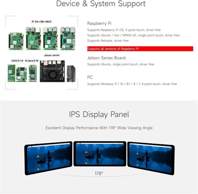 Alt view image 4 of 7 - waveshare 6.25inch Capacitive Touch Display, Compatible with Windows 11/10/8.1/8 /7, Supports Raspberry Pi 5/4B/A+/B+/2B/3B/3B+/Zero W/Zero WH, HDMI Interface, IPS Panel, 5-Point Touch