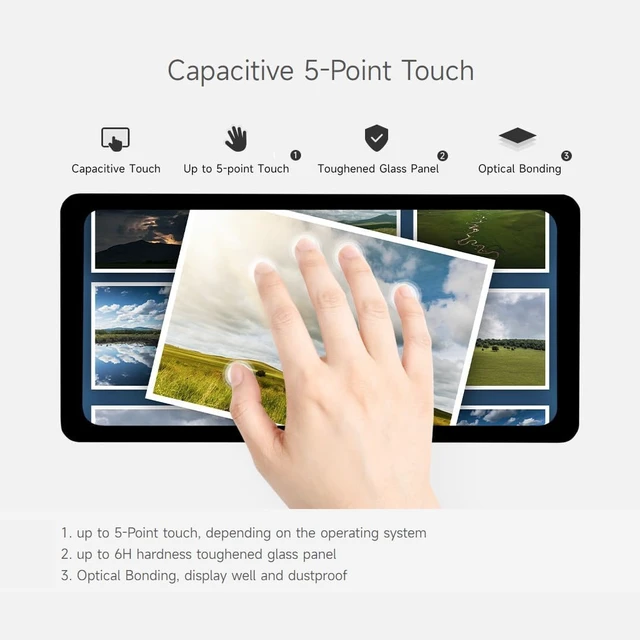 Alt view image 6 of 7 - waveshare 6.25inch Capacitive Touch Display, Compatible with Windows 11/10/8.1/8 /7, Supports Raspberry Pi 5/4B/A+/B+/2B/3B/3B+/Zero W/Zero WH, HDMI Interface, IPS Panel, 5-Point Touch