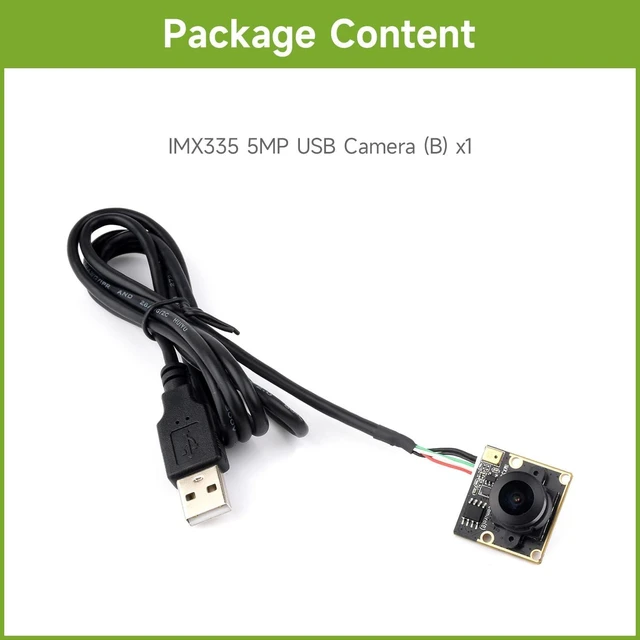 Alt view image 2 of 7 - waveshare IMX335 5MP USB Camera (B), Compatible with Raspberry Pi 5 and Jetson Orin kit, 2K Video Recording, Better Sensitivity in Low-Light Condition, Wide Dynamic Range