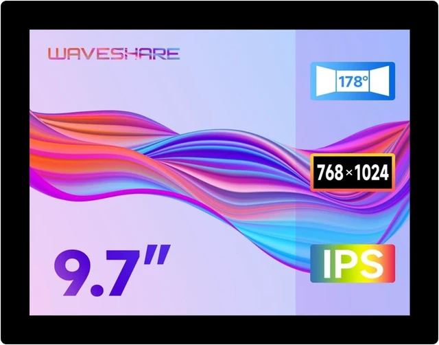 Main image of Waveshare 9.7inch Capacitive Touch Display, Supports All Versions of Raspberry Pi, Compatible with Raspberry Pi 5, 768×1024, Supports Windows 11/10 / 8.1/8 / 7