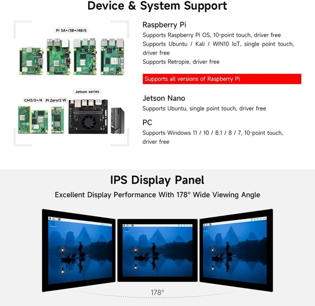 Alt view image 4 of 7 - Waveshare 9.7inch Capacitive Touch Display, Supports All Versions of Raspberry Pi, Compatible with Raspberry Pi 5, 768×1024, Supports Windows 11/10 / 8.1/8 / 7