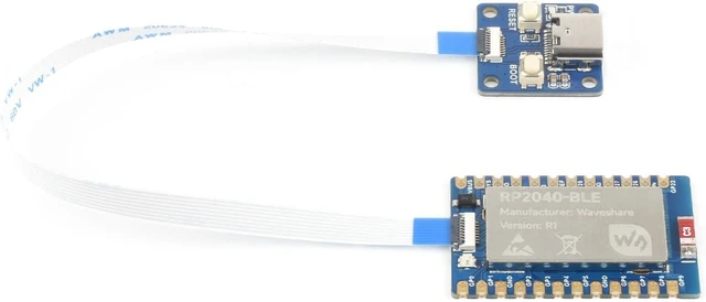 Main image of Waveshare RP2040-BLE Development Board, Raspberry Pi Microcontroller Development Board, Based On RP2040, Supports Bluetooth 5.1 Dual Mode, with USB Port Adapter Board and 8PIN FPC Cable ~15cm