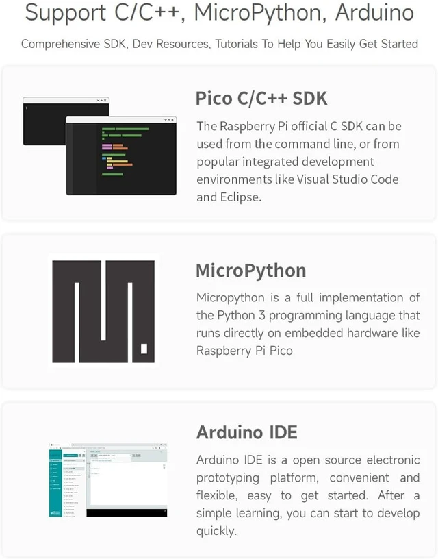 Alt view image 5 of 7 - Waveshare RP2040-BLE Development Board, Raspberry Pi Microcontroller Development Board, Based On RP2040, Supports Bluetooth 5.1 Dual Mode, with USB Port Adapter Board and 8PIN FPC Cable ~15cm