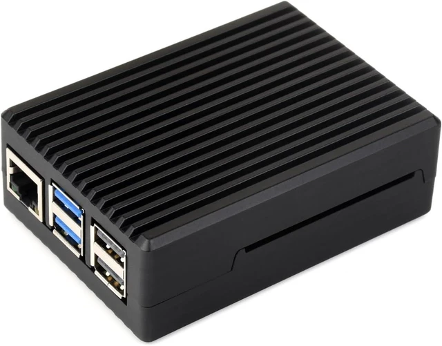 Main image of Waveshare Aluminum Stripe Grooved Case for Raspberry Pi 5, Built-in Cooling Fan and Heatsink Pillars