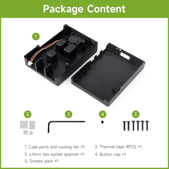 Alt view image 2 of 7 - Waveshare Aluminum Stripe Grooved Case for Raspberry Pi 5, Built-in Cooling Fan and Heatsink Pillars