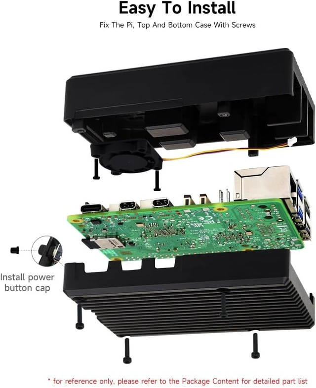 Alt view image 6 of 7 - Waveshare Aluminum Stripe Grooved Case for Raspberry Pi 5, Built-in Cooling Fan and Heatsink Pillars