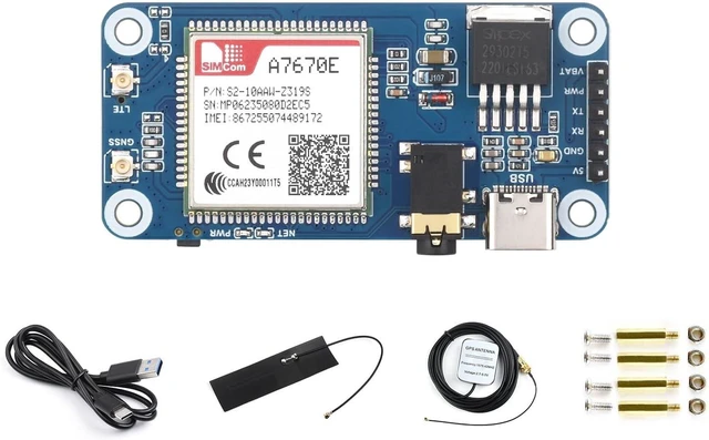 Main image of Waveshare Cat-1/GSM/GPRS/GNSS HAT, Compatible with Raspberry Pi, Based On A7670E Module, LTE Cat-1 / 2G Support, GNSS Positioning