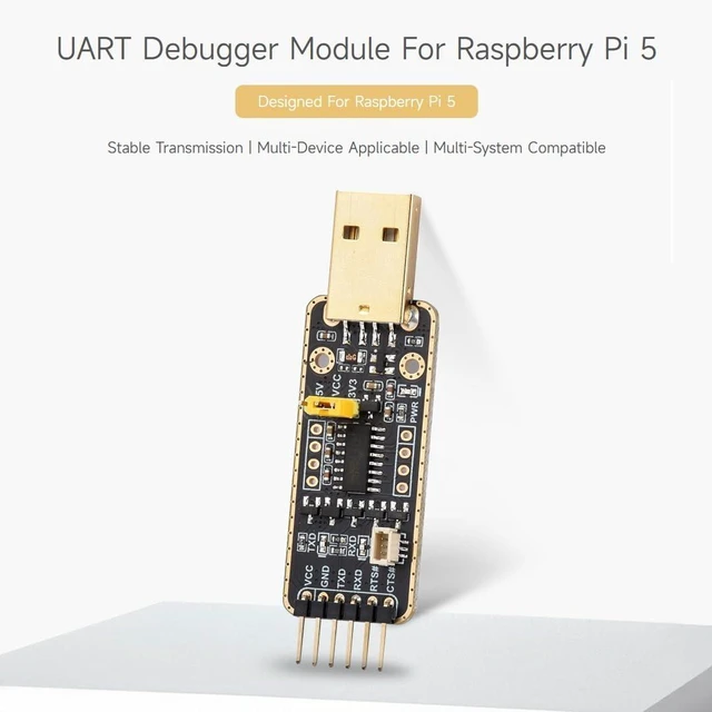 Alt view image 3 of 7 - Waveshare USB to UART Debugger Module for Raspberry Pi 5, Type-A Port, Onboard UART Connector, High Baud Rate Transmission, Multi Connection Methods, Multi System Support