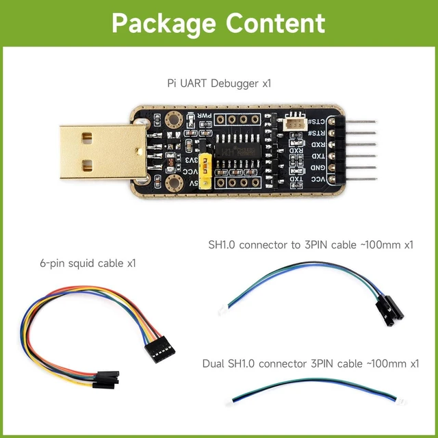 Alt view image 2 of 7 - Waveshare USB to UART Debugger Module for Raspberry Pi 5, Type-A Port, Onboard UART Connector, High Baud Rate Transmission, Multi Connection Methods, Multi System Support