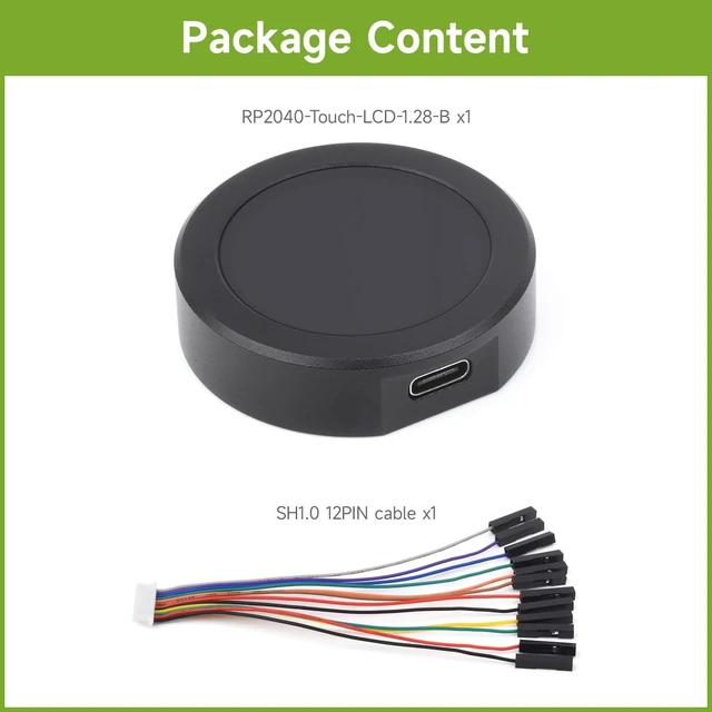 Alt view image 2 of 7 - Waveshare RP2040 Microcontroller Development Board, with 1.28inch Round Touch LCD, Compact Size, Accelerometer and Gyroscope Sensor, with CNC Metal Case
