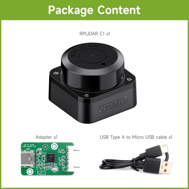 Alt view image 2 of 7 - Waveshare Slamtec RPLIDAR C1 Lidar, 360 Omnidirectional Laser Ranging Sensor, Up to 12m Range, Compact, Easy Integration, ROS/ROS2 Support