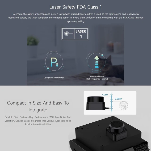 Alt view image 6 of 7 - Waveshare Slamtec RPLIDAR C1 Lidar, 360 Omnidirectional Laser Ranging Sensor, Up to 12m Range, Compact, Easy Integration, ROS/ROS2 Support