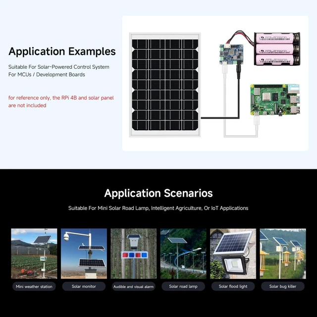 Alt view image 6 of 7 - Waveshare Solar Power Manager Module (D), Solar Charge Controller USB, Supports 6V~24V Solar Panel and Type-C Power Adapter, 5V/3A Regulated Output, with Battery Holder (Batteries are Not Included)