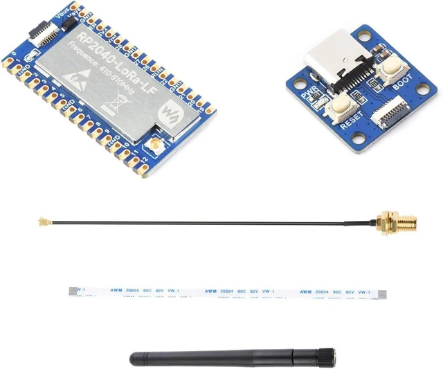 Main image of Waveshare RP2040-LoRa Development Board, Integrates SX1262 RF Chip, Long-Range Communication, LF Kit, Bundle with USB Type-C Adapter Board and 8PIN FPC Cable ~15cm