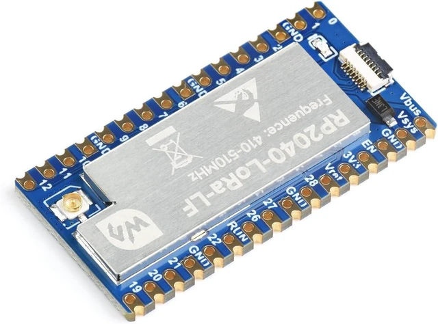 Main image of Waveshare RP2040-LoRa Development Board, Integrates SX1262 RF Chip, Long-Range Communication, LF, Bundle with 2DB Antenna and IPEX 1 to SMA Adapter Cable