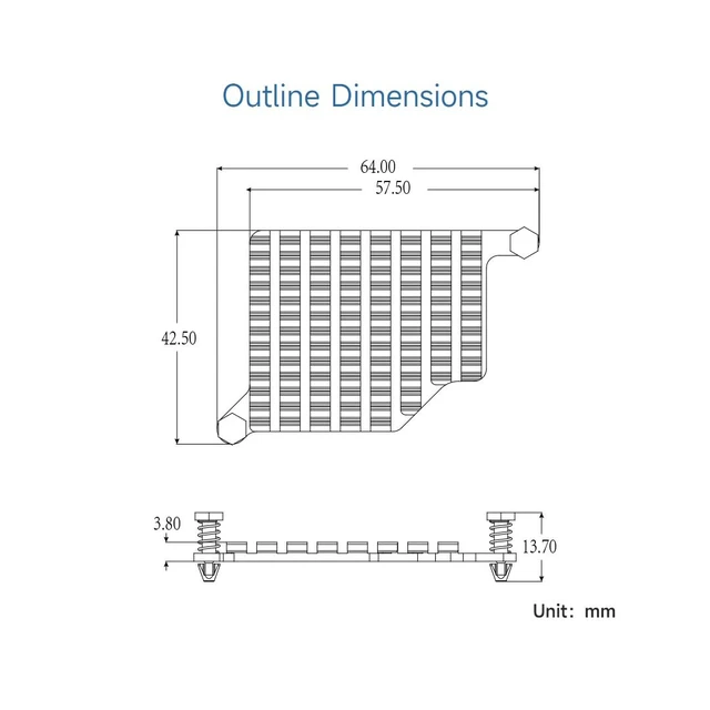 Alt view image 6 of 6 - Waveshare Aluminum Heatsink for Raspberry Pi 5, with Thermal Pads and Spring-Loaded Push Pins
