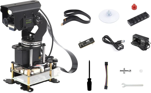 Main image of Waveshare 360° Omnidirectional High-Torque 2-Axis Expandable Pan-Tilt Camera Module, Compatible with Raspberry Pi 4B / 5, Driven By Serial Bus Servos, Based On General Driver Board for Robots