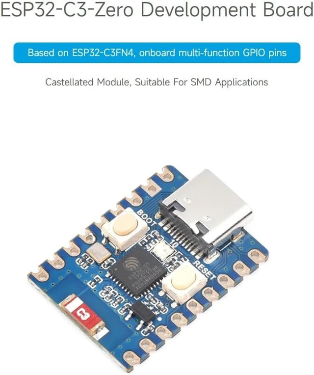 Alt view image 3 of 7 - Waveshare 3PCS ESP32-C3 Mini Development Board, Based On ESP32-C3FN4 Single-Core Processor, 160MHz Running Frequency, 2.4GHz Wi-Fi & BLE 5