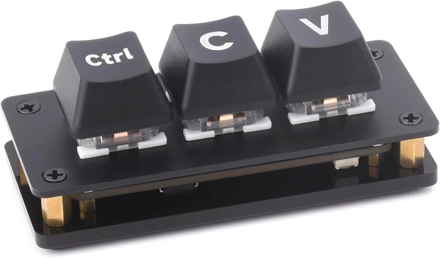 Main image of waveshare Ctrl C/V Shortcut Keyboard for Programmers, 3-Key Development Board, Adopts RP2040 Microcontroller Chip, Programmable Key Function, Dual Type-C Ports, Plug and Play Without Driver
