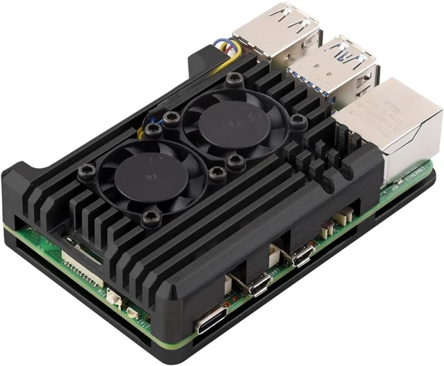 Main image of Waveshare Aluminium Alloy Case for Raspberry Pi 5, Comes with Dual Cooling Fans, Faster Heat Dissipation, More Durable