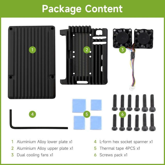 Alt view image 2 of 6 - Waveshare Aluminium Alloy Case for Raspberry Pi 5, Comes with Dual Cooling Fans, Faster Heat Dissipation, More Durable