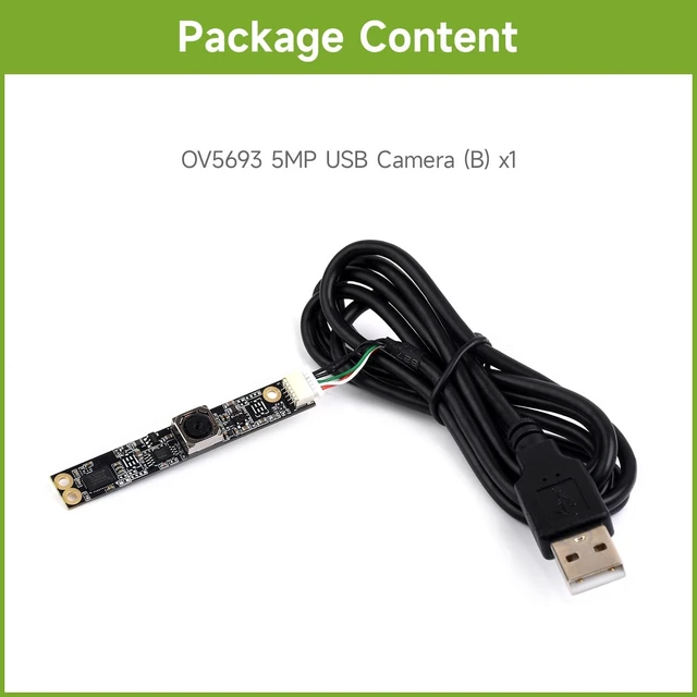 Alt view image 2 of 6 - waveshare OV5693 5MP USB Camera (B), Compatible with Raspberry Pi 5 and Jetson Nano Series Board, Fixed-Focus, Auto Focusing