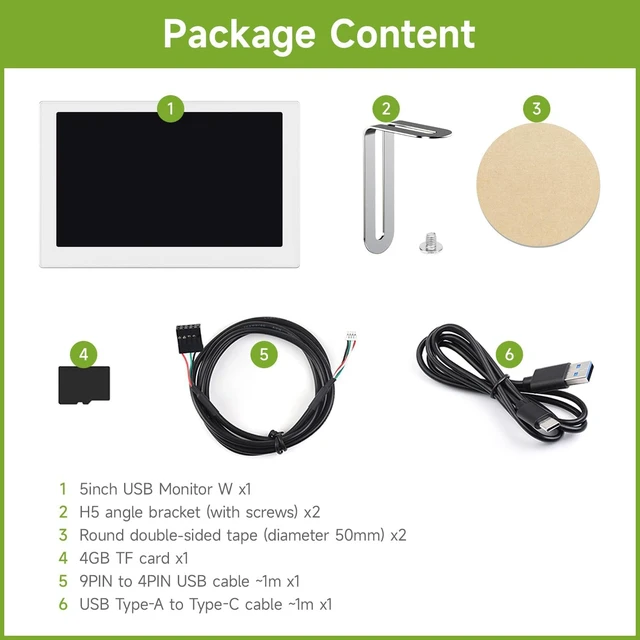 Alt view image 2 of 7 - waveshare 5inch USB Monitor, PC Case Secondary Screen/Desktop RGB Ambient Screen, IPS Panel, 800×480 Resolution, with Music Spectrum Analysis Function, Type-C Interface, CNC Metal Case, Silver
