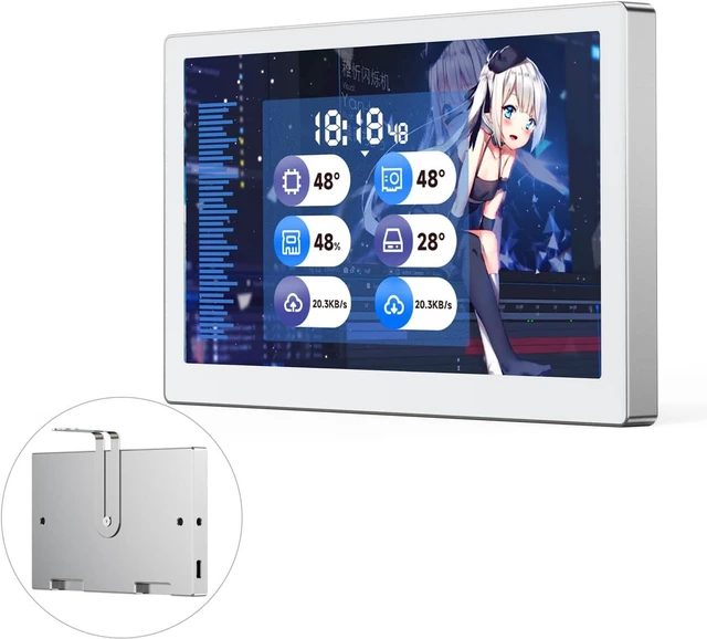 Main image of waveshare 5inch USB Monitor, PC Case Secondary Screen/Desktop RGB Ambient Screen, IPS Panel, 800×480 Resolution, with Music Spectrum Analysis Function, Type-C Interface, CNC Metal Case, Silver