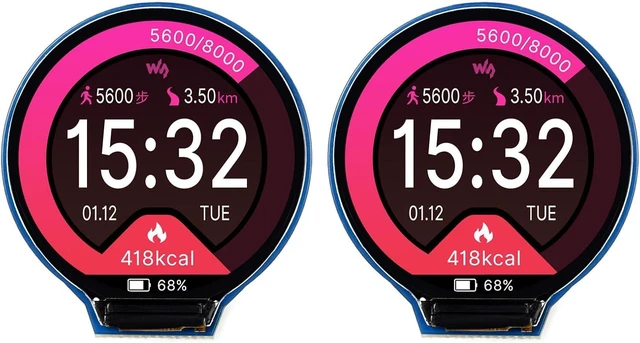 Main image of waveshare 2PCS 1.28inch Round LCD Display Module 65K RGB Colors 240×240 with SPI Interface Embedded GC9A01 Driver, Compatible with Raspberry Pi 5/4B/3B/Zero/Zero W/Zero 2W/Pico/Pico W/Pico WH