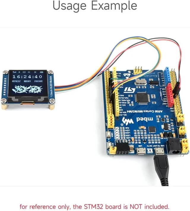 Alt view image 7 of 7 - waveshare 1.5inch OLED Display Module 128x128 Pixels 16-bit Grey Level with Embedded Controller Communicating via SPI or I2C Interface.