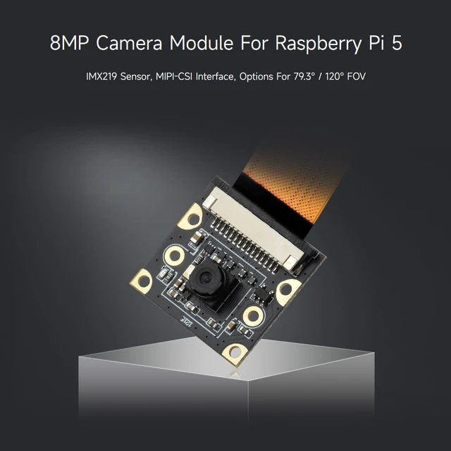 Alt view image 3 of 6 - Waveshare IMX219 Camera Module, Compatible with Raspberry Pi 5, 8MP, MIPI-CSI Interface, 79.3°FOV, Comes with Pi5 CSI Flexible Cable 200mm, 3280×2464 Resolution