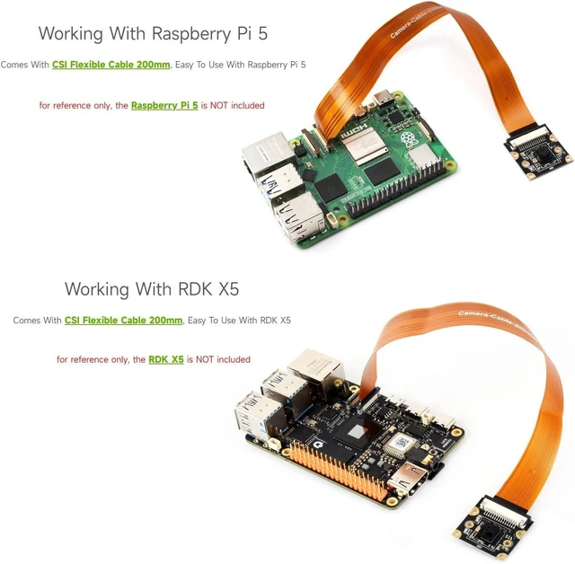 Alt view image 5 of 6 - Waveshare IMX219 Camera Module, Compatible with Raspberry Pi 5, 8MP, MIPI-CSI Interface, 79.3°FOV, Comes with Pi5 CSI Flexible Cable 200mm, 3280×2464 Resolution