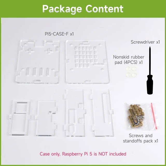 Alt view image 2 of 6 - Waveshare Clear Acrylic Case for Raspberry Pi 5, Supports Installing Official Active Cooler