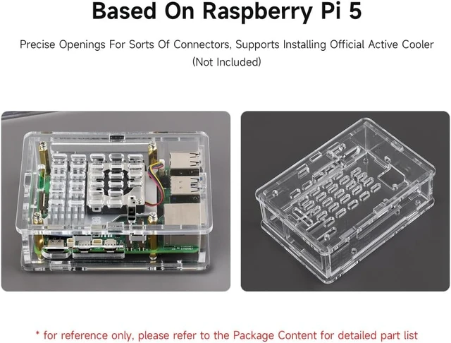 Alt view image 4 of 6 - Waveshare Clear Acrylic Case for Raspberry Pi 5, Supports Installing Official Active Cooler