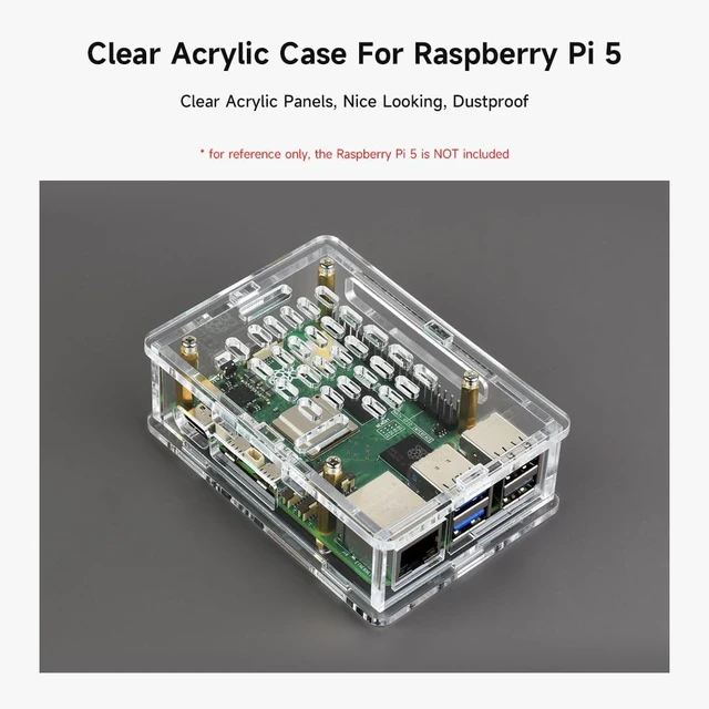 Alt view image 3 of 6 - Waveshare Clear Acrylic Case for Raspberry Pi 5, Supports Installing Official Active Cooler
