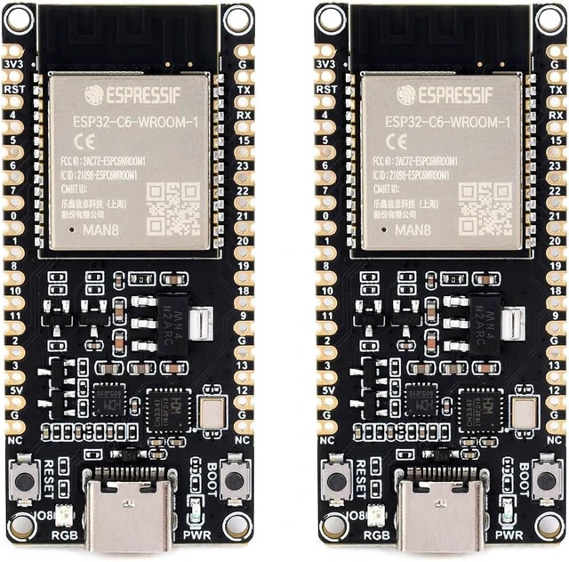 Main image of 2PCS Waveshare ESP32-C6 Microcontroller, WiFi 6 Development Board, 160MHz Single-Core Processor, ESP32-C6-WROOM-1-N8 Module, Supports USB and UART Development