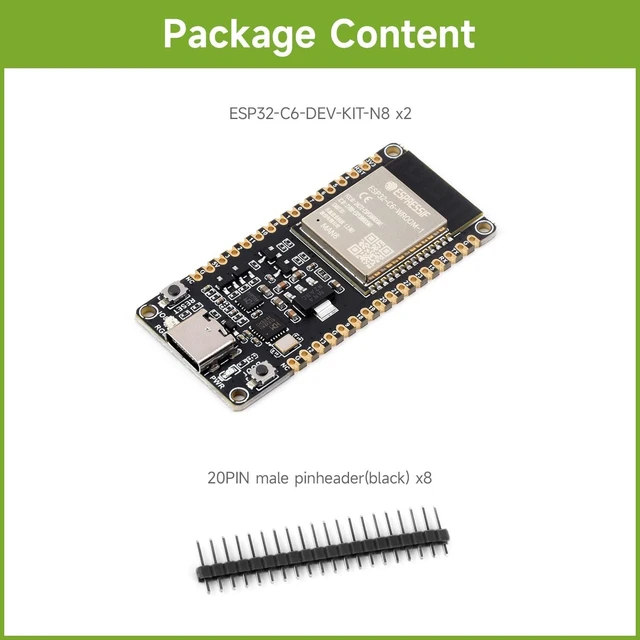 Alt view image 2 of 7 - 2PCS Waveshare ESP32-C6 Microcontroller, WiFi 6 Development Board, 160MHz Single-Core Processor, ESP32-C6-WROOM-1-N8 Module, Supports USB and UART Development