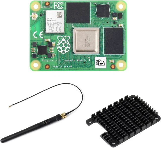 Main image of Waveshare CM4 Series, Comes with Ofiicial CM4104016, Antenna and Heatsink | Compatible with Raspberry Pi Compute Module 4, with Wireless / 4GB RAM / 16GB eMMC FLASH, High speed, large RAM, low power